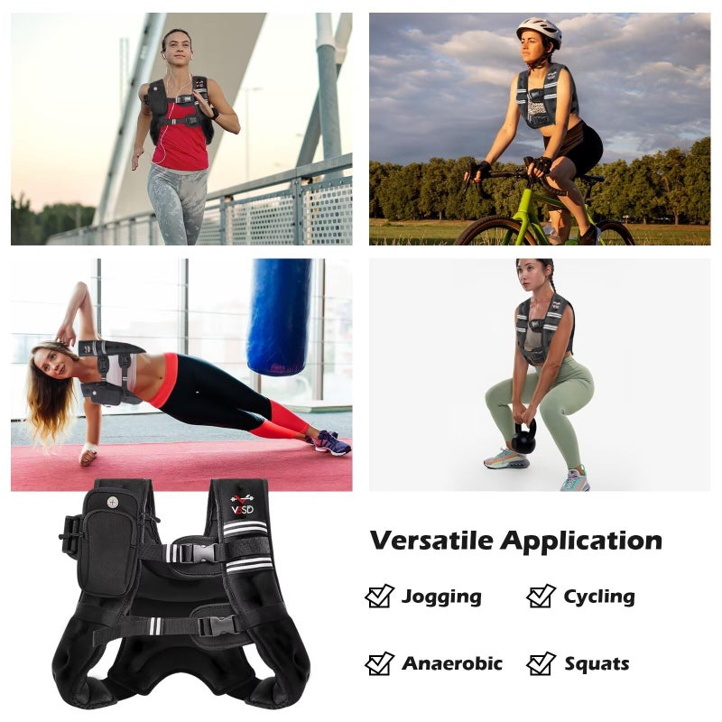 VBSD Weighted Vest for Women Men  12lb Weight Vest with Reflective Stripe  Body Weight Vests Adjustable for Strength Training  Running  Walking  Workout  Jogging  Fitness - Image 5